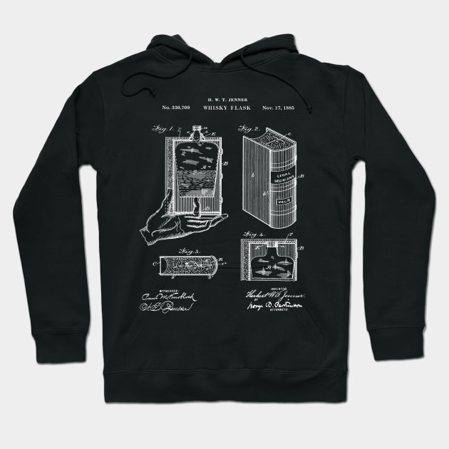 Whiskey Flask Patent Print 1885 Hoodie by MadebyDesign
